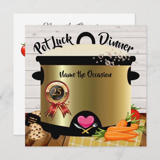 Invitation à la fête d'anniversaire Pot Luck Versi (Devant / Derrière)