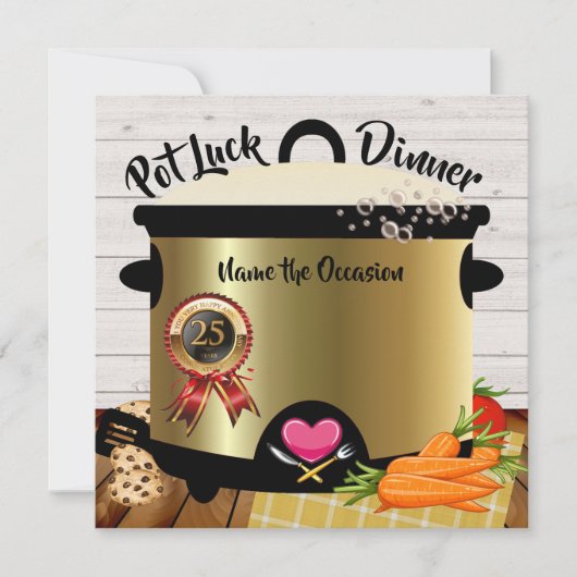 Invitation à la fête d'anniversaire Pot Luck Versi (Devant)