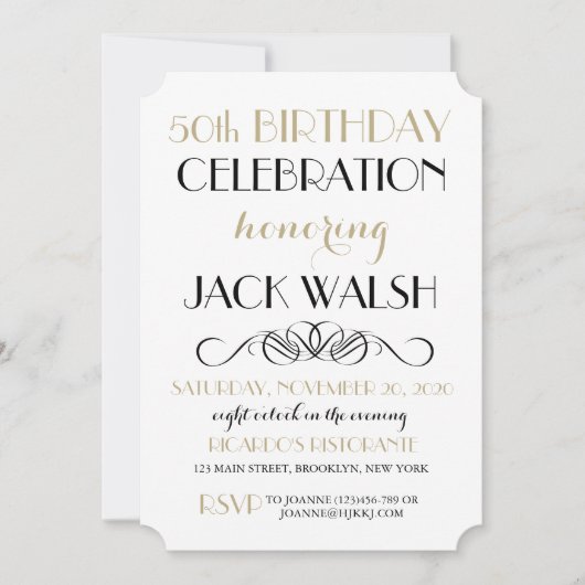 Invitation à la fête d'anniversaire pour adultes (Devant)