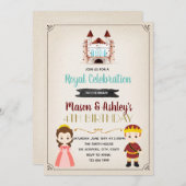 Invitation à la fête d'anniversaire Prince et prin (Devant / Derrière)