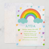 Invitation à la fête d'anniversaire Rainbow (Devant / Derrière)