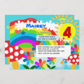 Invitation à la fête d'anniversaire Rainbow (Devant / Derrière)