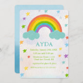 Invitation à la fête d'anniversaire Rainbow (Devant / Derrière)