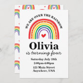 Invitation à la fête d'anniversaire Rainbow (Devant / Derrière)