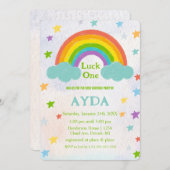 Invitation à la fête d'anniversaire Rainbow (Devant / Derrière)