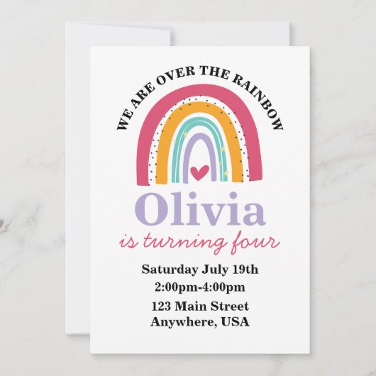Invitation à la fête d'anniversaire Rainbow Bright (Devant)