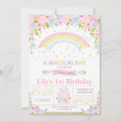 Invitation à la fête d'anniversaire Rainbow Floral (Devant)