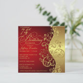 Invitation à la fête d'anniversaire Red & Gold 74t (Debout devant)