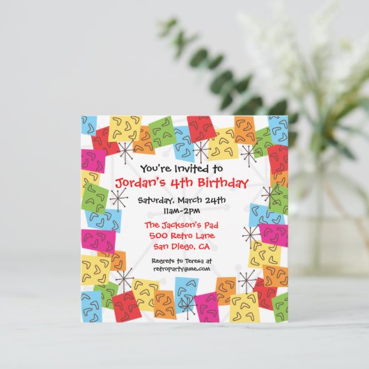 Invitation à la fête d'anniversaire rétro du milie (Debout devant)