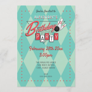 Invitation à la fête d'anniversaire Retro Logo Bow