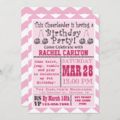 Invitation à la fête d'anniversaire rose (Devant / Derrière)