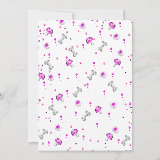 Invitation à la fête d'anniversaire rose d'Hallowe (Dos)