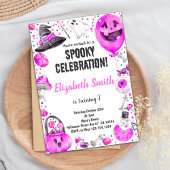 Invitation à la fête d'anniversaire rose d'Hallowe