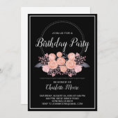 Invitation à la fête d'anniversaire rose vif (Devant / Derrière)