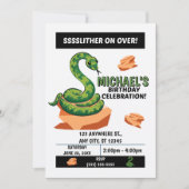 Invitation à la fête d'anniversaire serpent (Devant)