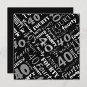 Invitation à la fête d'anniversaire Silver & Black (Devant / Derrière)