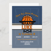 Invitation à la fête d'anniversaire Slam Dunk (Devant / Derrière)