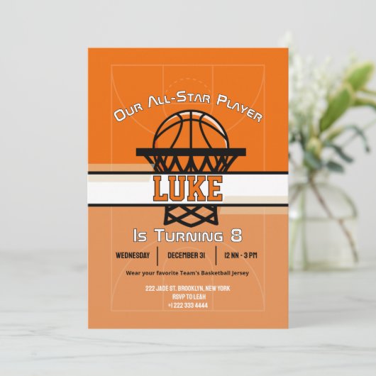 Invitation à la fête d'anniversaire Slam Dunk (Debout devant)