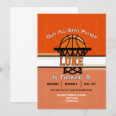 Invitation à la fête d'anniversaire Slam Dunk  (Devant / Derrière)
