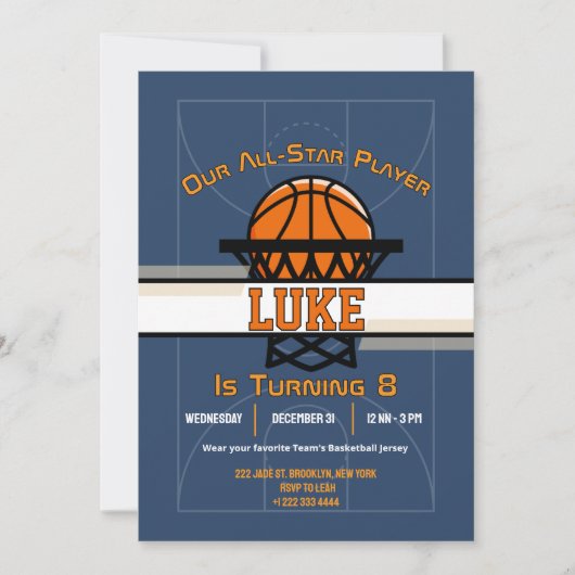 Invitation à la fête d'anniversaire Slam Dunk (Devant)