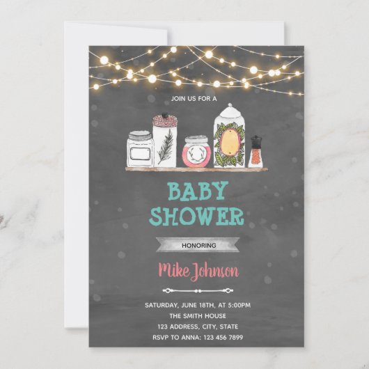 Invitation à la fête d'anniversaire sous la douche (Devant)
