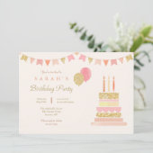 Invitation à la fête d'anniversaire Sparkly (Debout devant)