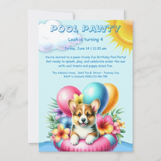 Invitation à la fête d'anniversaire Splash avec de (Devant)