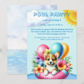 Invitation à la fête d'anniversaire Splash avec de (Devant / Derrière)