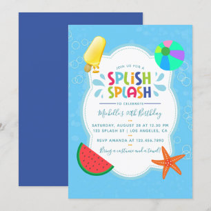 Invitation à la fête d'anniversaire Splish Splash