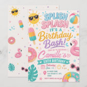 Invitation à la fête d'anniversaire Splish Splash (Devant / Derrière)
