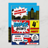 Invitation à la fête d'anniversaire Superhero (Devant / Derrière)
