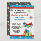 Invitation à la fête d'anniversaire Superhero (Devant / Derrière)