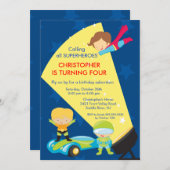 Invitation à la fête d'anniversaire Superhero (Devant / Derrière)