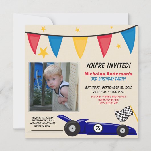 Invitation à la fête d'anniversaire sur mesure pou (Devant)