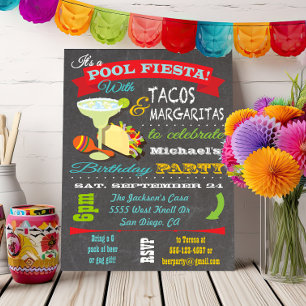 Invitation à la fête d'anniversaire Tacos et Tequi