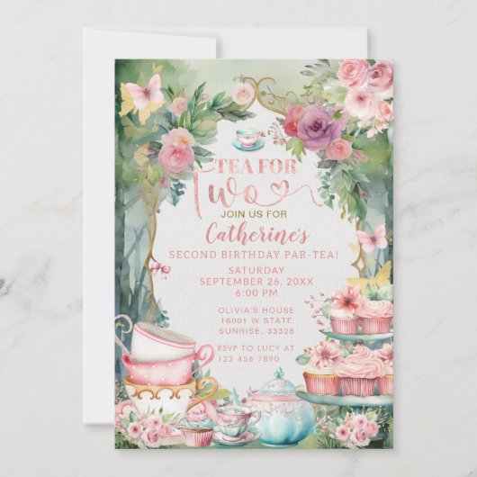 Invitation à la fête d'anniversaire "Thé pour deux (Devant)