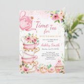 Invitation à la fête d'anniversaire Time for Tea (Debout devant)
