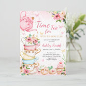 Invitation à la fête d'anniversaire Time for Tea (Debout devant)
