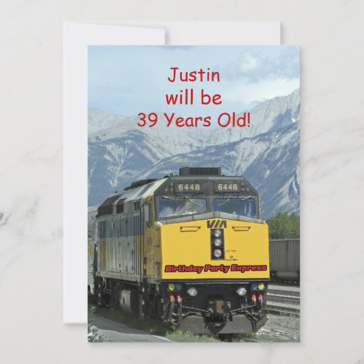 Invitation à la fête d'anniversaire, Train à deux (Devant)