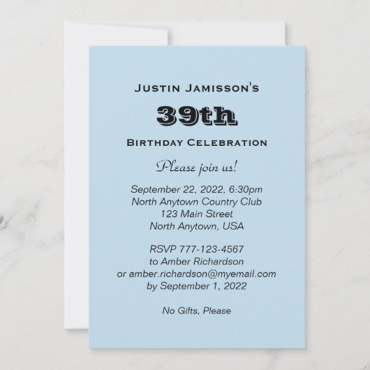 Invitation à la fête d'anniversaire, Train à deux  (Dos)