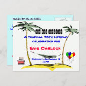 Invitation à la fête d'anniversaire tropicale (Devant / Derrière)