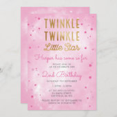 Invitation à la fête d'anniversaire Twinkle (Devant / Derrière)