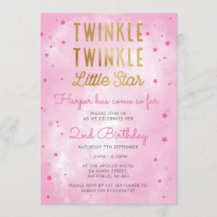 Invitation à la fête d'anniversaire Twinkle