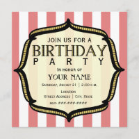 Invitation à la fête d'anniversaire vintage