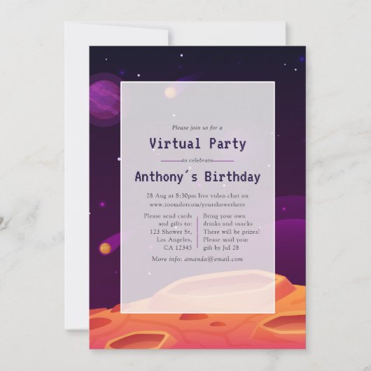 Invitation à la fête d'anniversaire virtuelle de l (Devant)