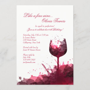 Invitation à la fête d'anniversaire Wine Splash 2