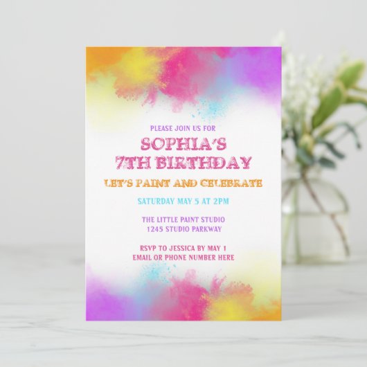 Invitation à la fête d'art avec éclaboussures de p (Debout devant)