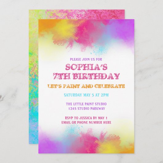 Invitation à la fête d'art avec éclaboussures de p (Devant / Derrière)