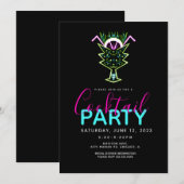 Invitation à la fête d'art des cocktails néon (Devant / Derrière)