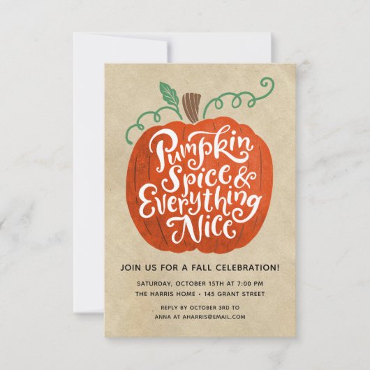 Invitation à la fête d'automne au Pumpkin Spice (Devant)